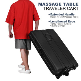 Masajeo massage table cart side view highlighting compact profile