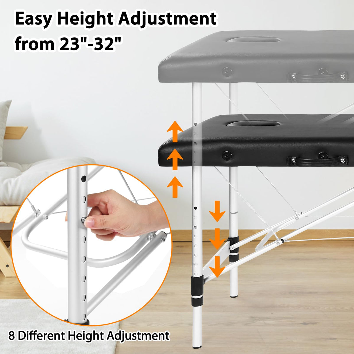 Masajeo lash bed lightweight and easy to set up without tools