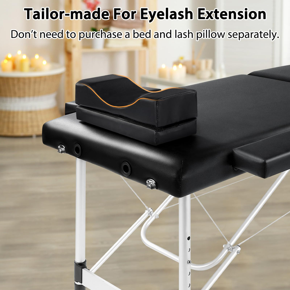 Masajeo lash bed with waterproof PVC leather and memory foam materials