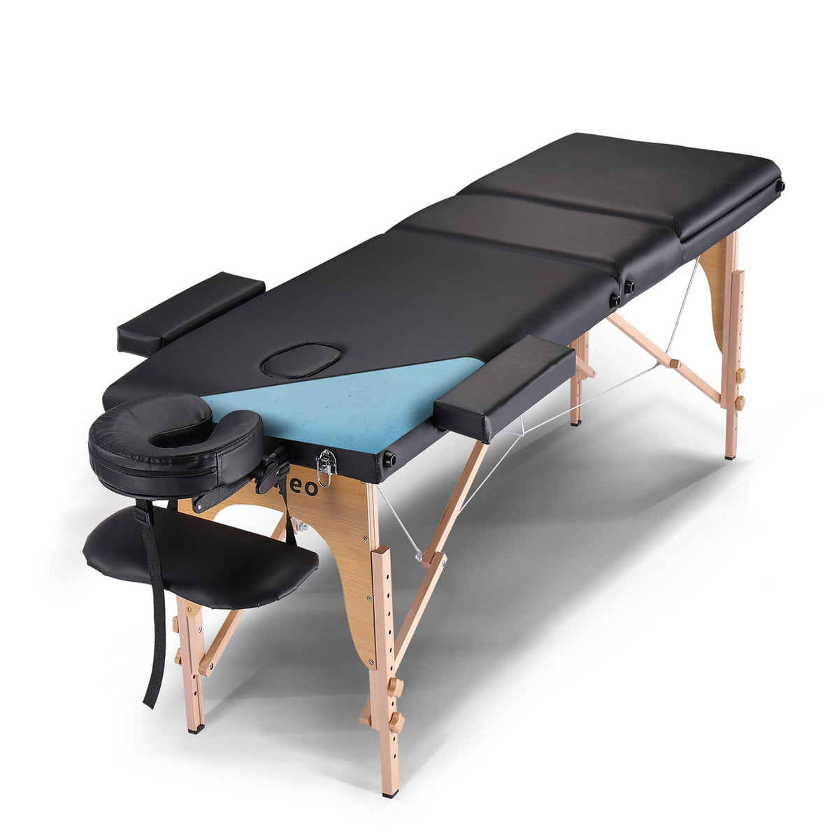 Masajeo portable massage table with wooden frame for mobile sessions
