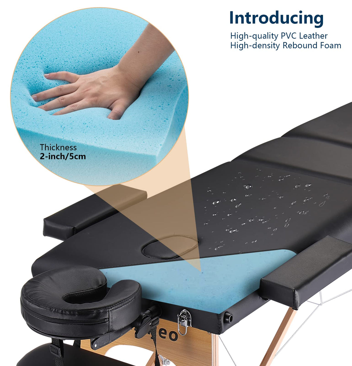 Masajeo tiltable backrest in a 3-section bed for flexible positioning