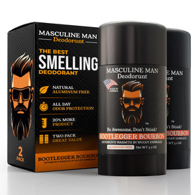 MASCULINE MAN Bootlegger Bourbon deodorant bottle for all-day freshness