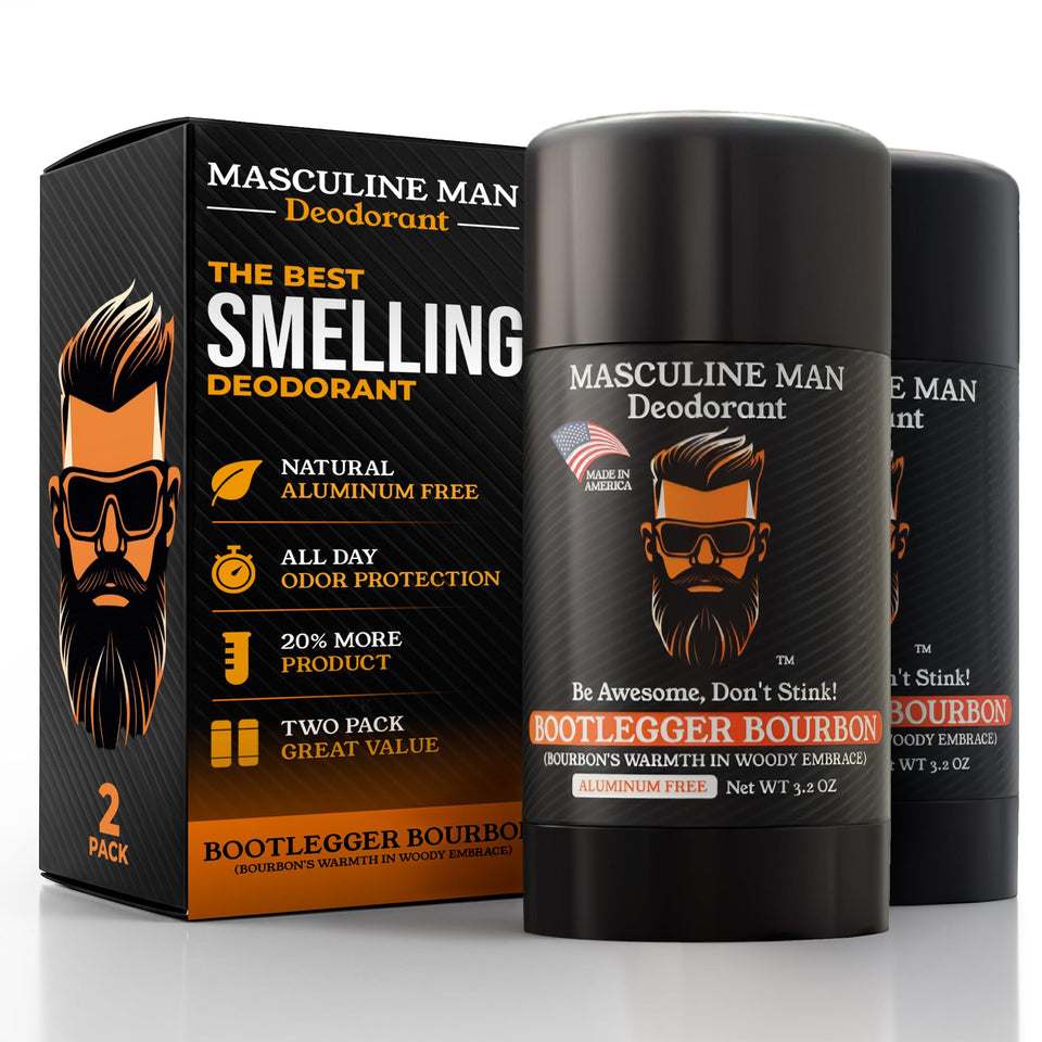 MASCULINE MAN Bootlegger Bourbon deodorant bottle for all-day freshness