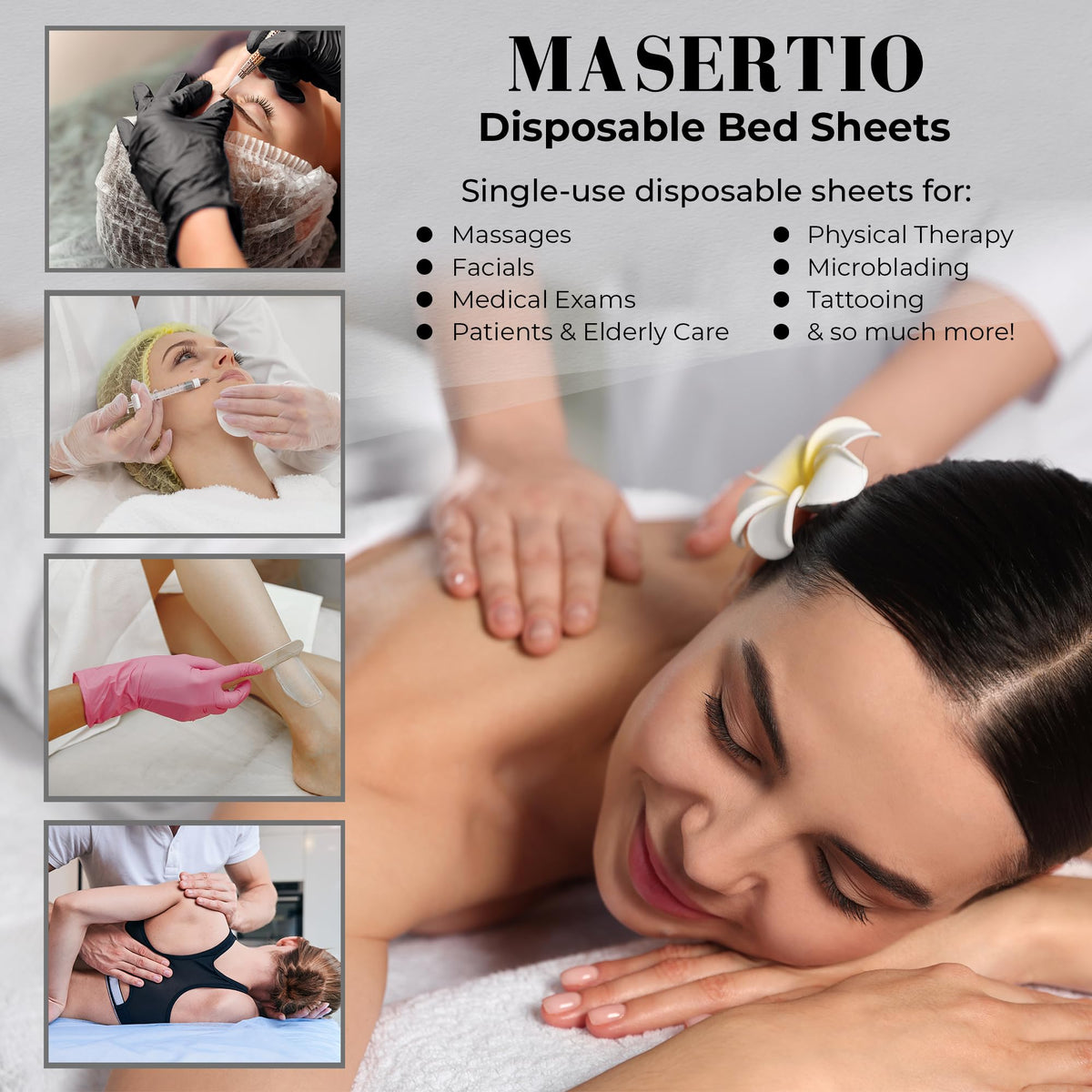 MASERTIO no-crinkle 30gsm bed cover maintains comfort and quiet treatments
