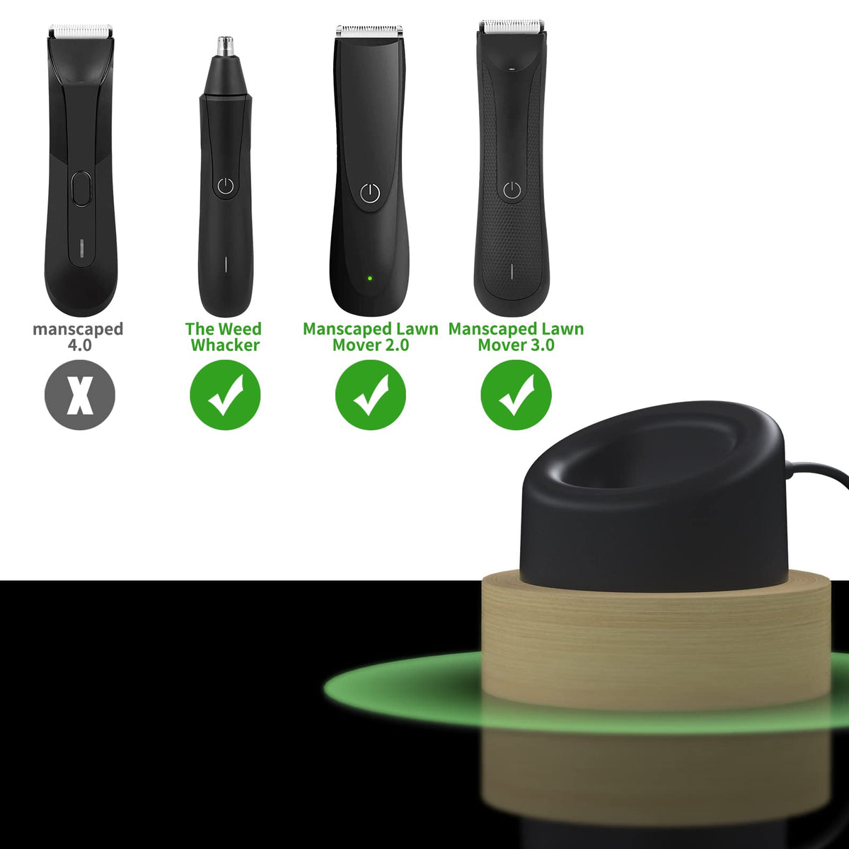 Masinvi charging stand base keeps cords organized on a tidy counter