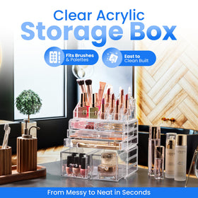 Masirs clear cosmetic storage organizer clear acrylic design for quick glance organization