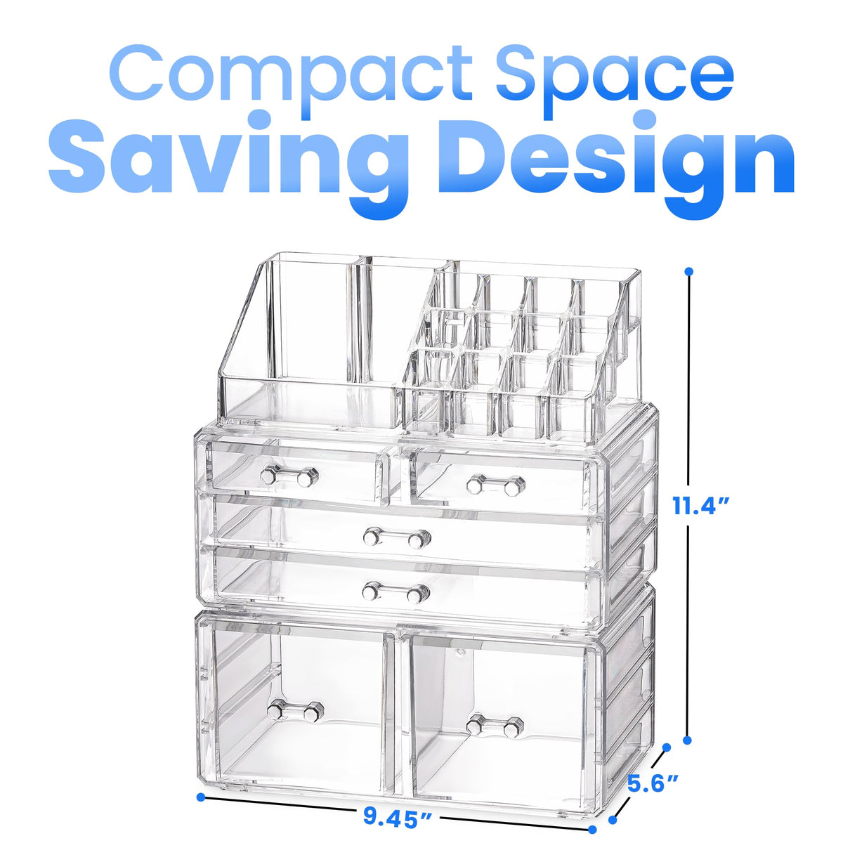 Masirs clear cosmetic storage organizer durable, sleek construction for long-term storage