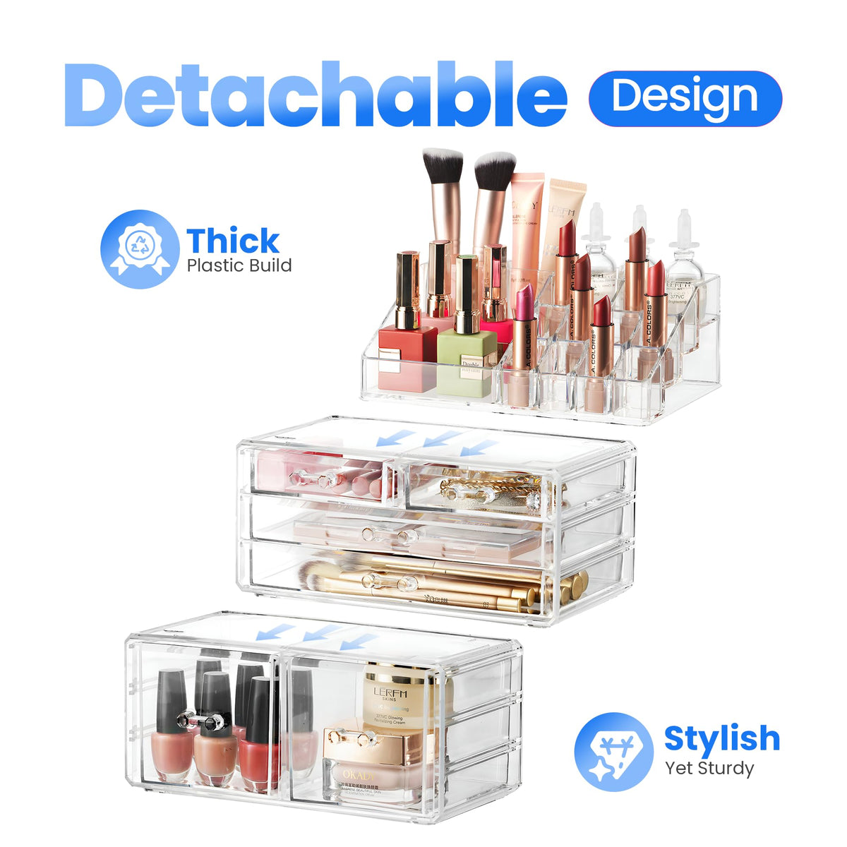Masirs clear cosmetic storage organizer easy access with full visibility of items