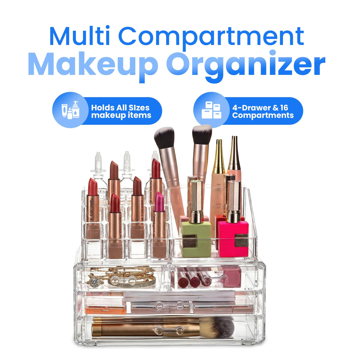 Masirs makeup organizer brush slots keep tools organized and easy to grab