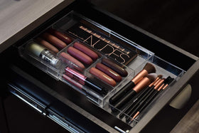Masirs expandable drawer organizer clear plastic design improves product visibility