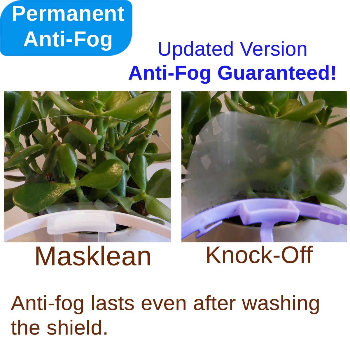 Masklean anti-fog shield demonstrates fog resistance after washing.