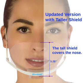 Masklean shield nose-coverage close-up showing tall, clear shield.