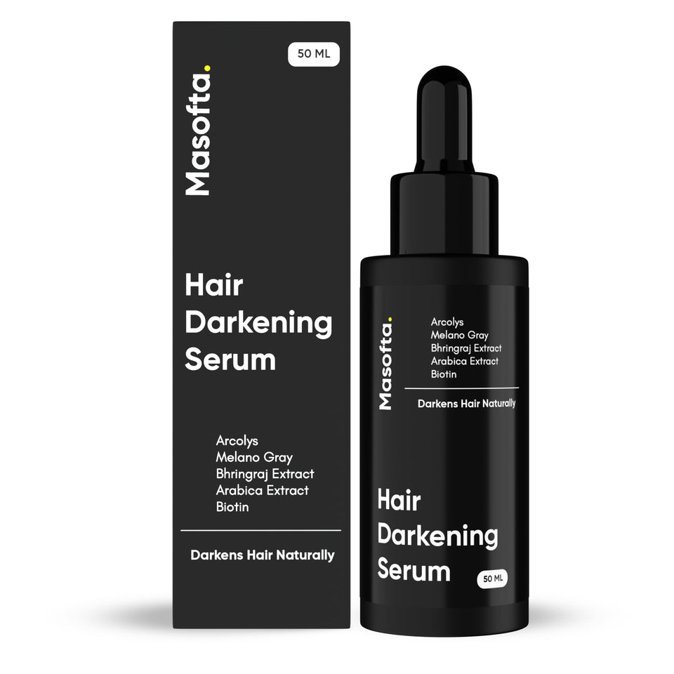 Masofta Anti Gray Hair Serum bottle promotes vibrant color and hydration