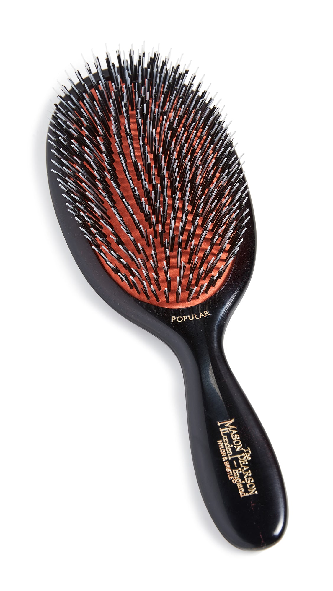 Mason Pearson Popular Mixture Brush front view for gentle grooming and even oil distribution.