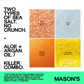 Mason's Pomade Sea Salt Spray applied to damp hair for lift.