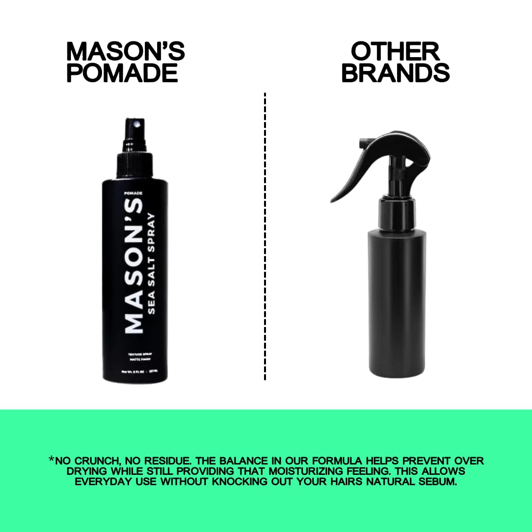 Mason's Pomade Sea Salt Spray Mountain Rain scent enhances routine.