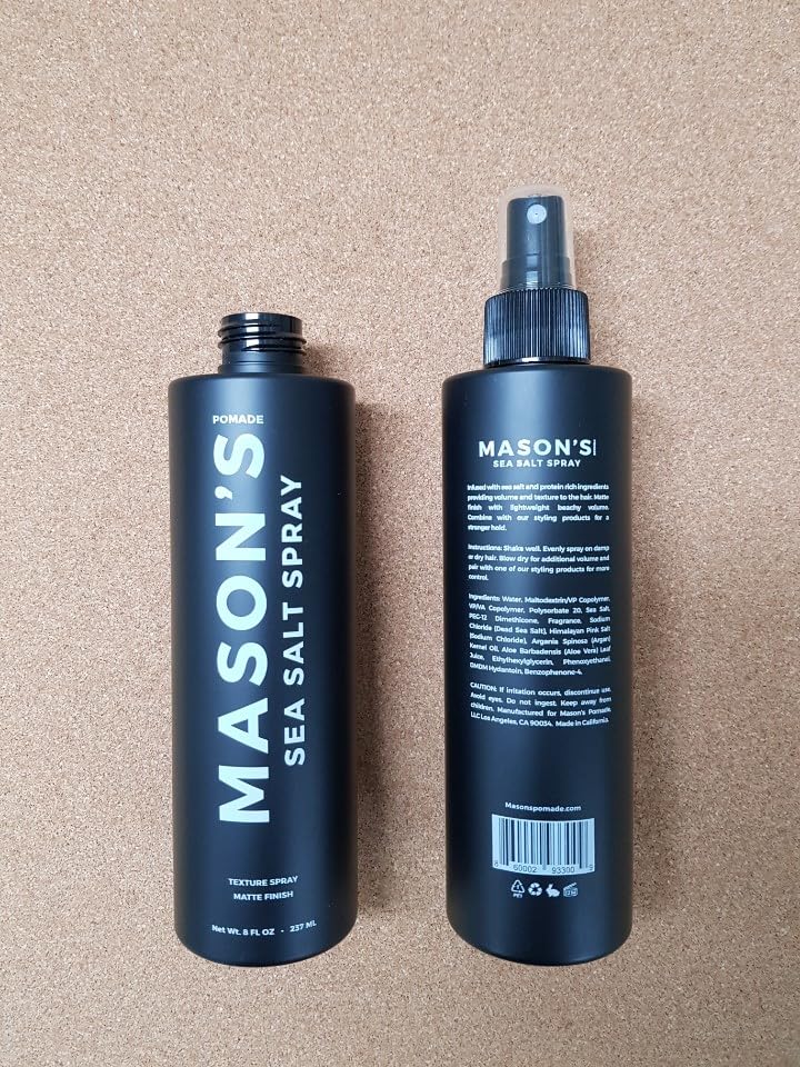 Mason's Pomade Sea Salt Spray travel-friendly bottle.