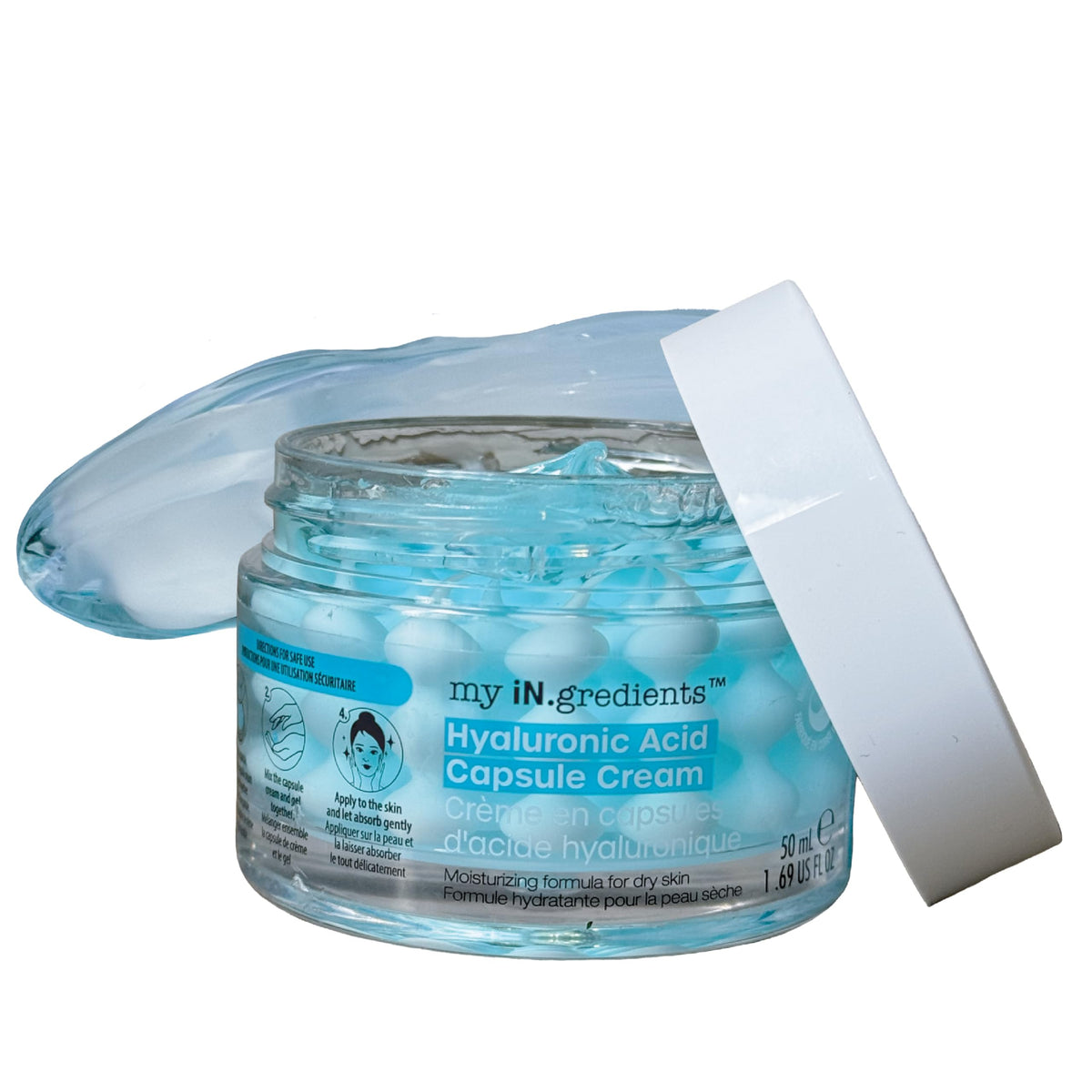 Masque BAR My Ingredients capsule cream applied for hydration on skin