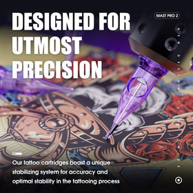 MAST TATTOO disposable cartridge close-up highlights sterility and readiness