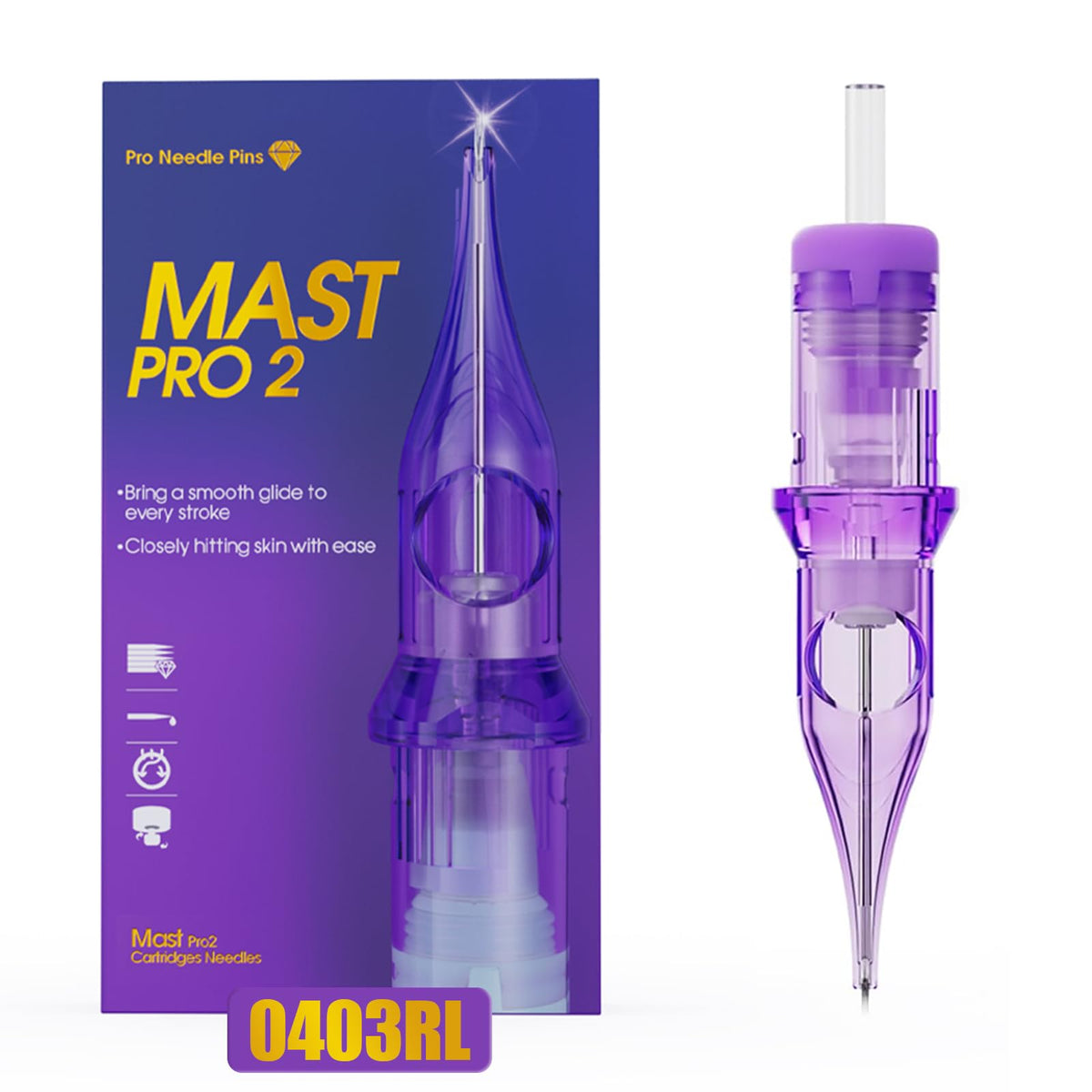 MAST TATTOO Mast Pro2 round liner 0403RL cartridge enables precise line work