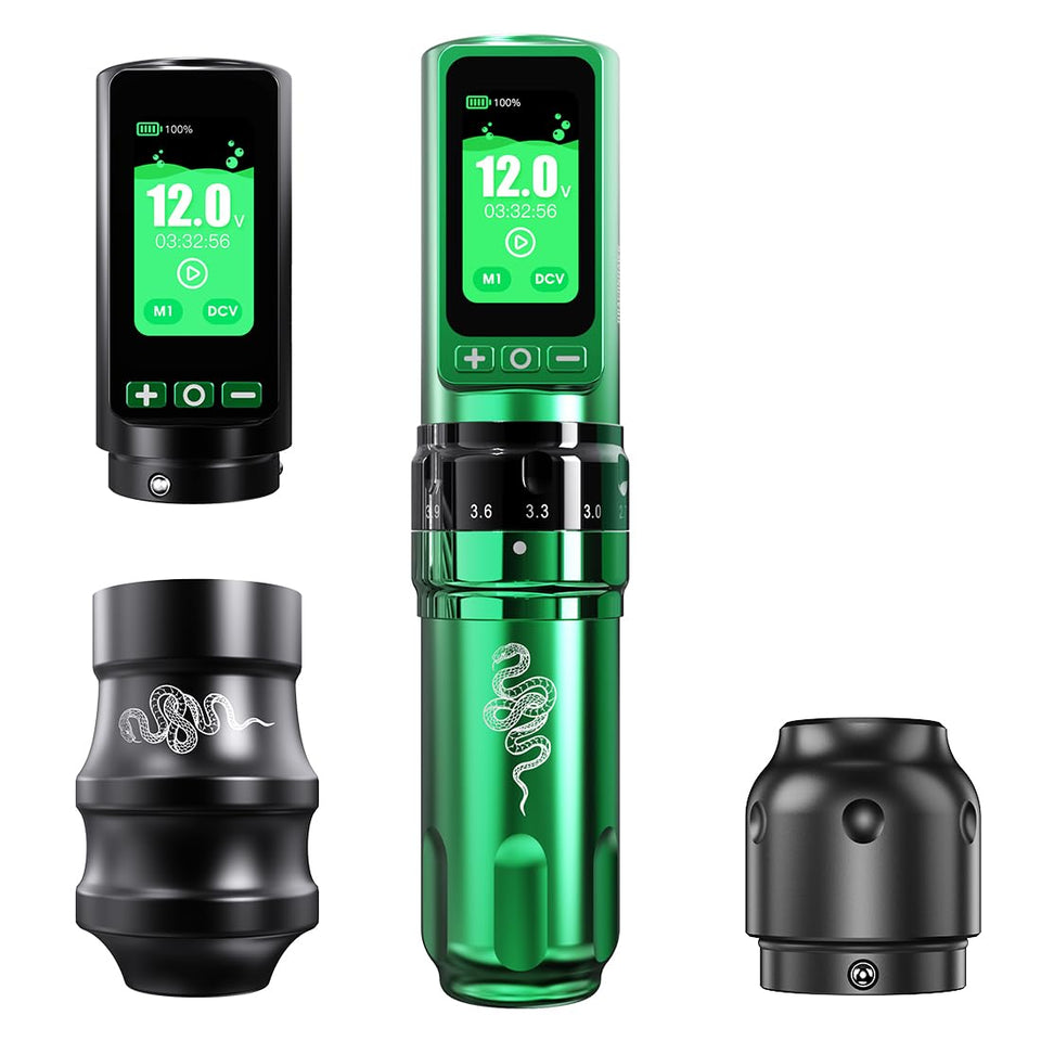 MAST TATTOO Fold Pro cordless batteries enable longer sessions.