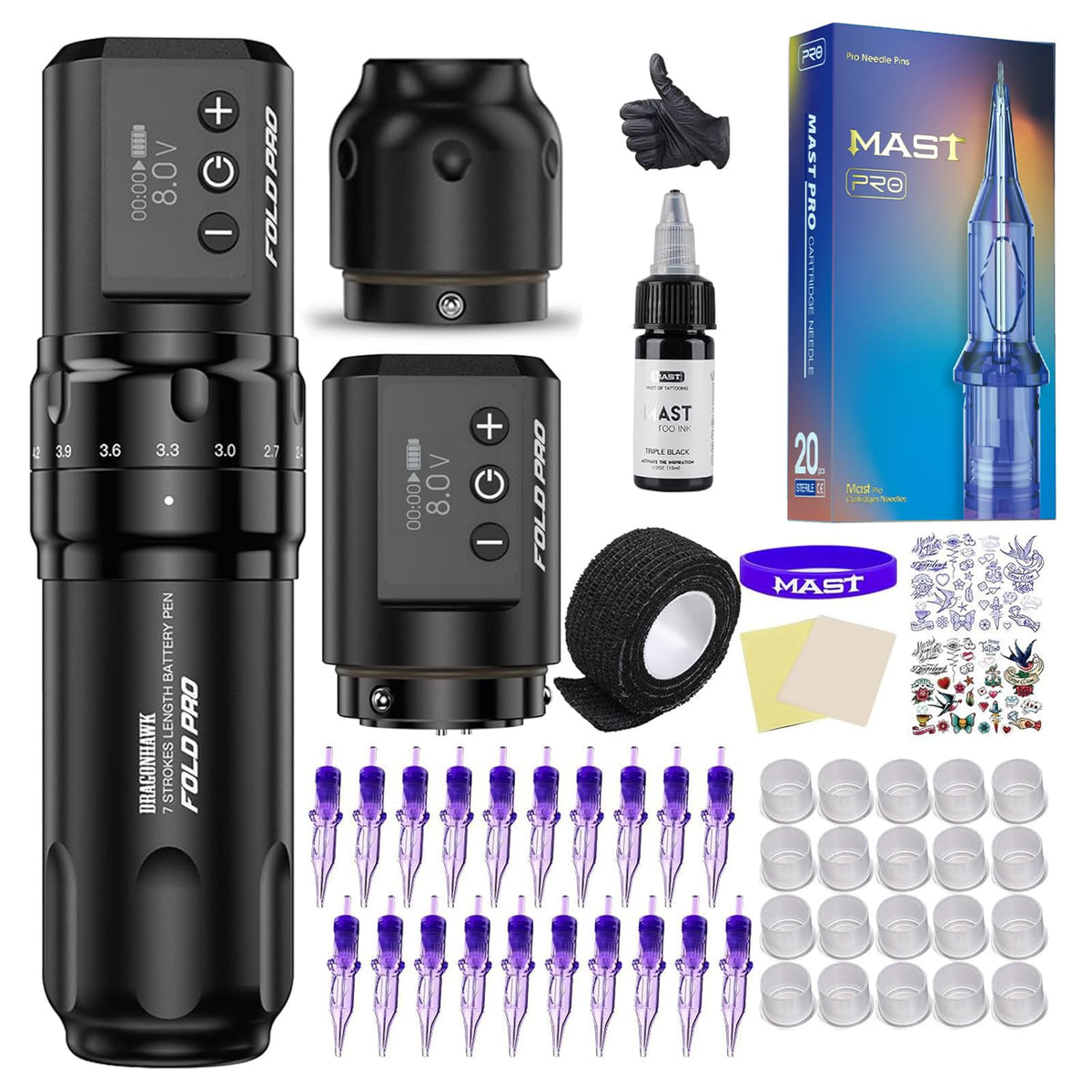 MAST TATTOO Fold Pro tattoo pen shows cordless portability for flexible studio workflows.