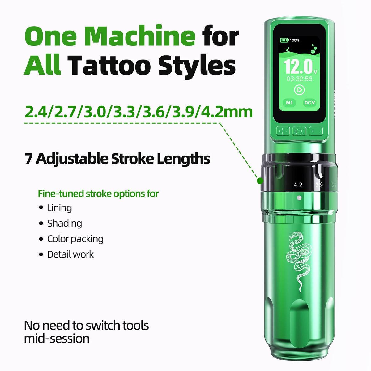 Mast Tattoo Fold Pro thermal management helps stay cool during long sessions.