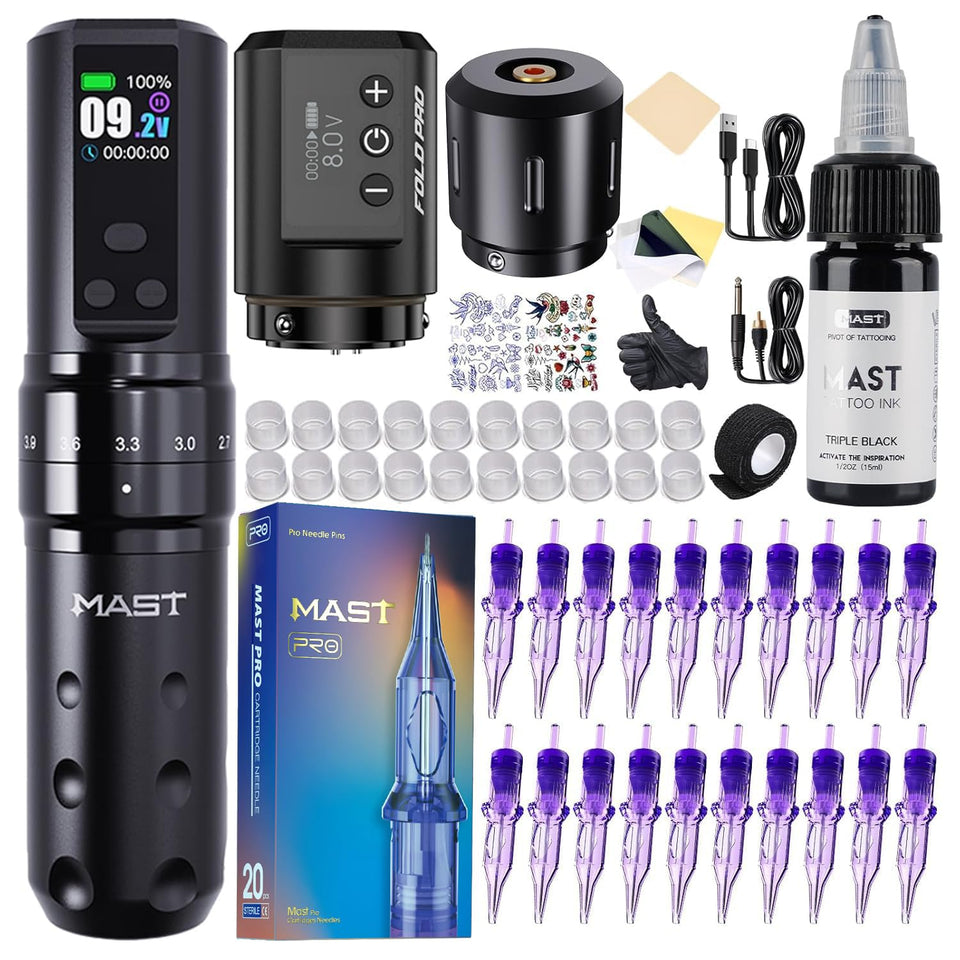 MAST TATTOO Fold2 Pro cordless pen for precise lining and shading.