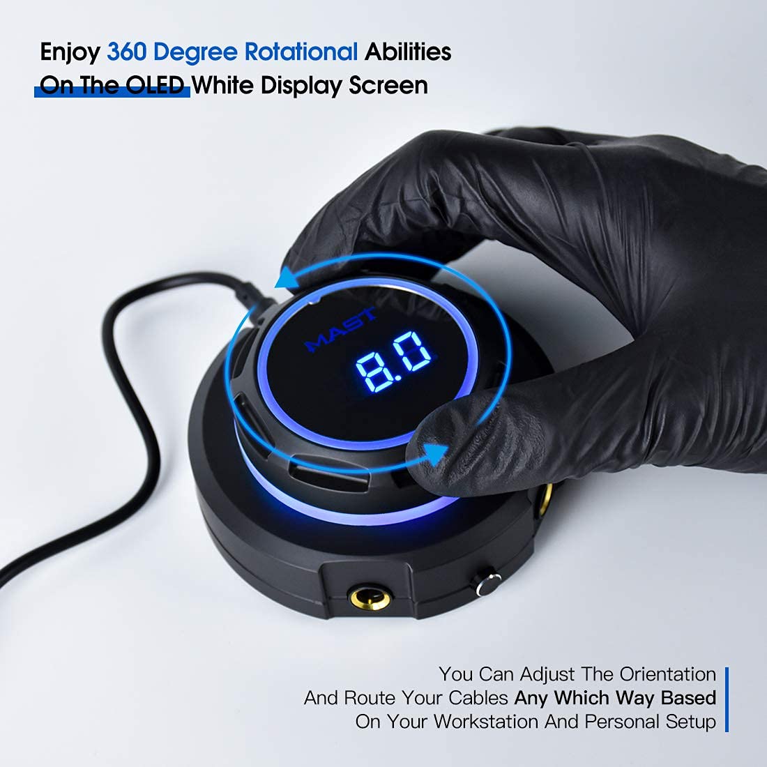 Mast Halo power supply box OLED display enabling easy voltage adjustments.