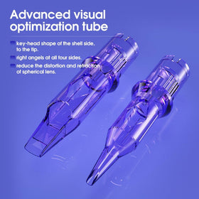 Easy cleaning between colors shown with transparent cartridge body.