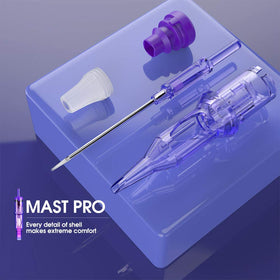 MAST TATTOO purple needle tips in a disposable cartridge for clean color changes