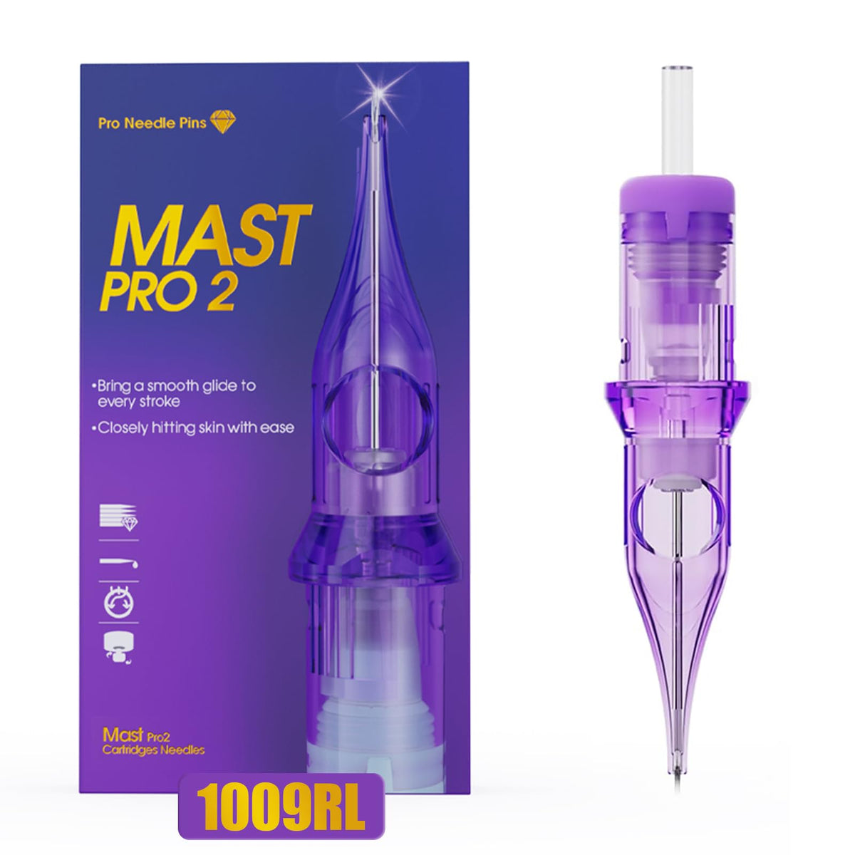 MAST TATTOO Pro2 cartridges 1009RL pack for precise round liner work and control.