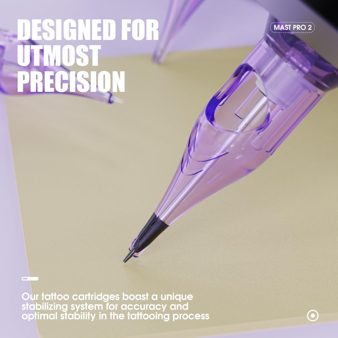 Mast Tattoo Pro2 disposable cartridge material ensures safe one-time use.