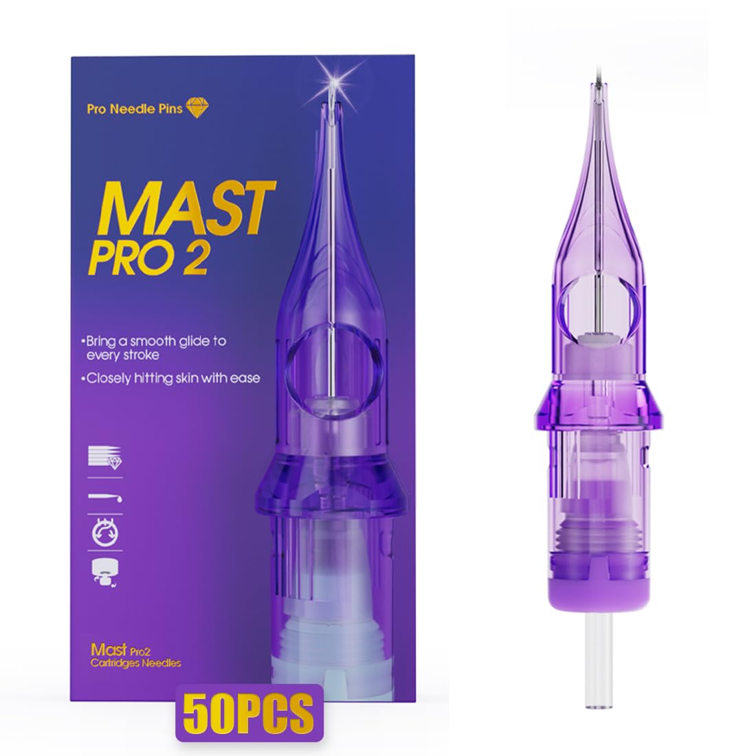 MAST TATTOO Pro2 needles pack 50-count for consistent shading and lining results