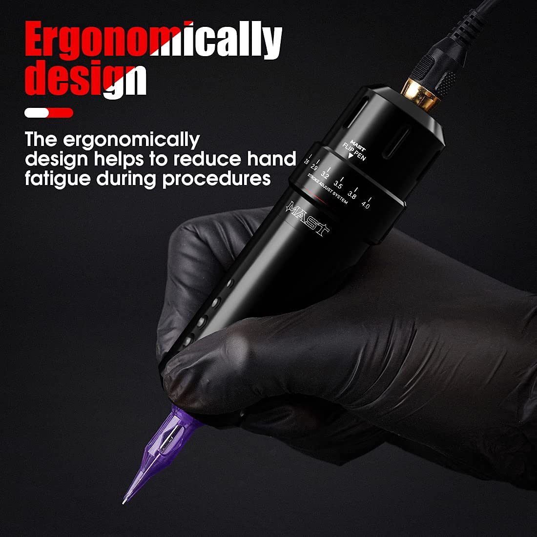 MAST TATTOO six stroke lengths enable precise lines and shading