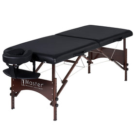 Master Massage Argo portable table front view in black for on-the-go sessions