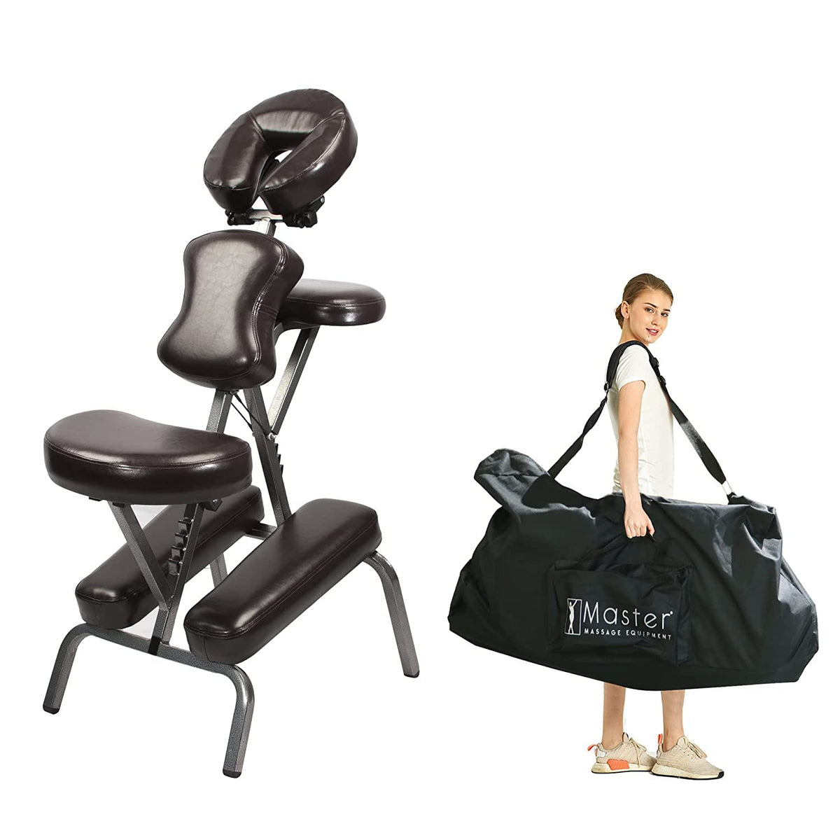 Master Massage Bedford chair-setup shows portable design for on-the-go therapists