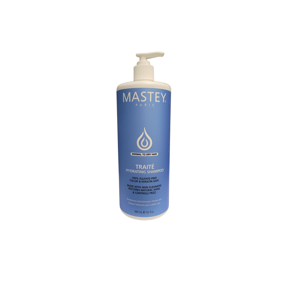 Mastey Traite Moisturizing Creme Shampoo bottle for gentle cleansing and color protection.