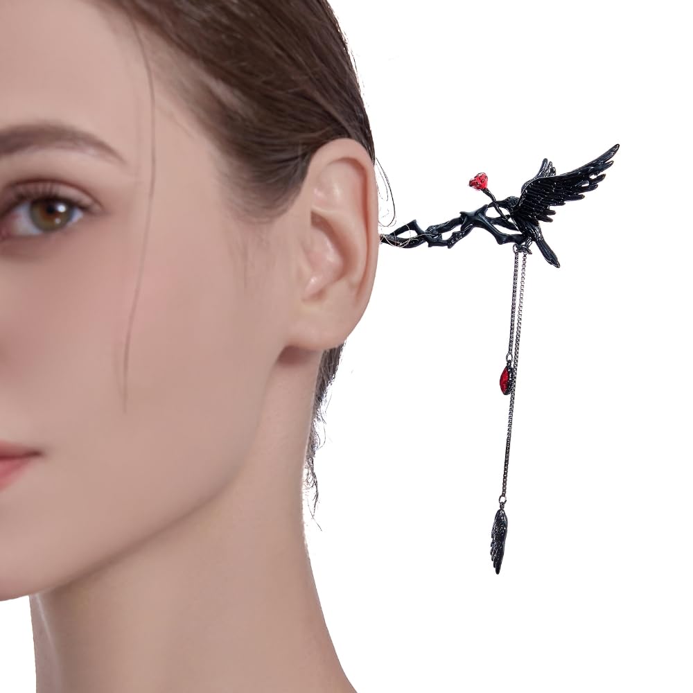 MASW black crow pendant hairpin adds dramatic elegance with secure hold
