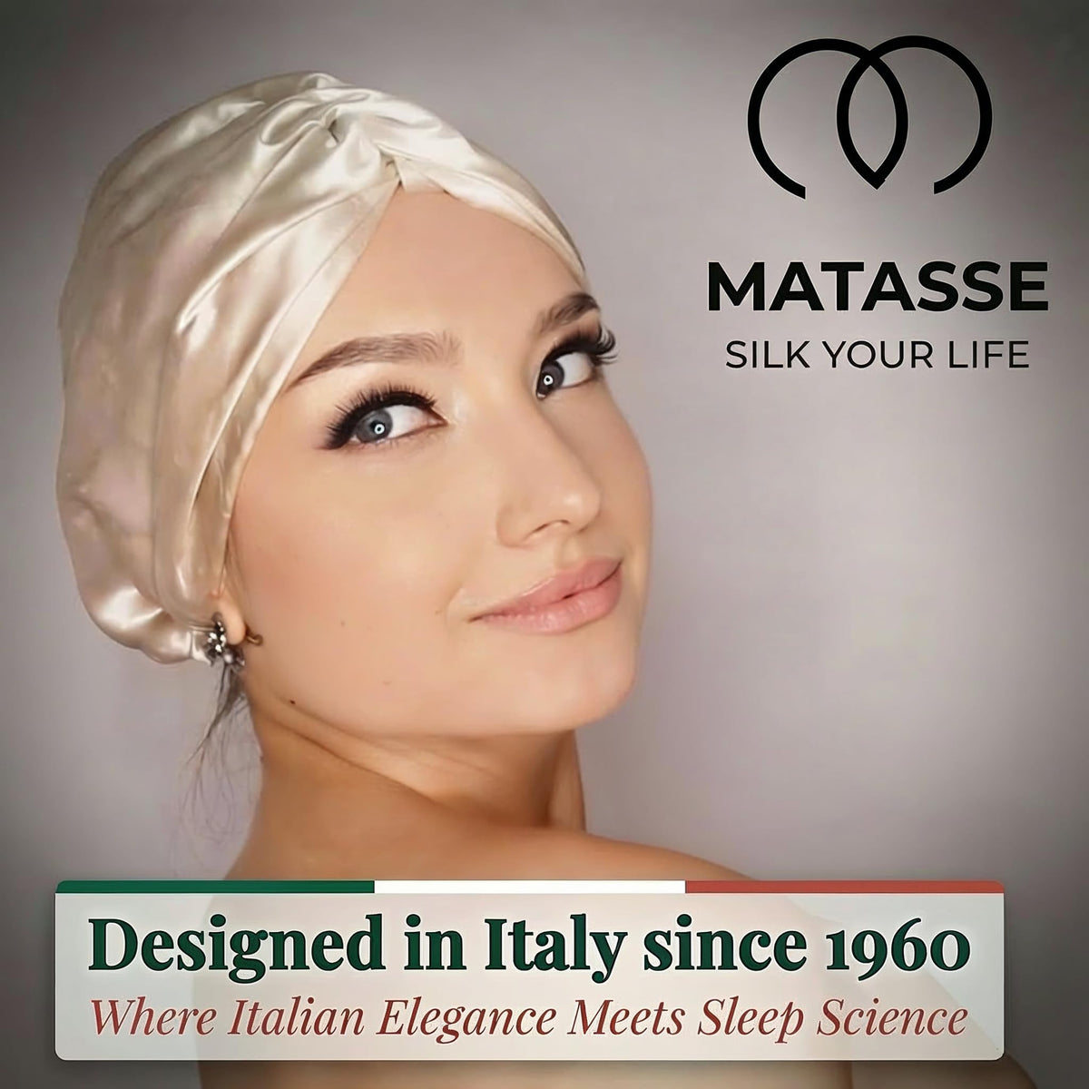 MATASSE silk hair bonnet inside view highlighting real silk on both sides