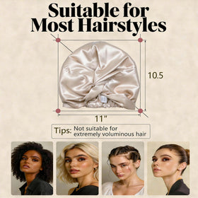  MATASSE silk bonnet worn at night for uninterrupted sleep and hair protection
