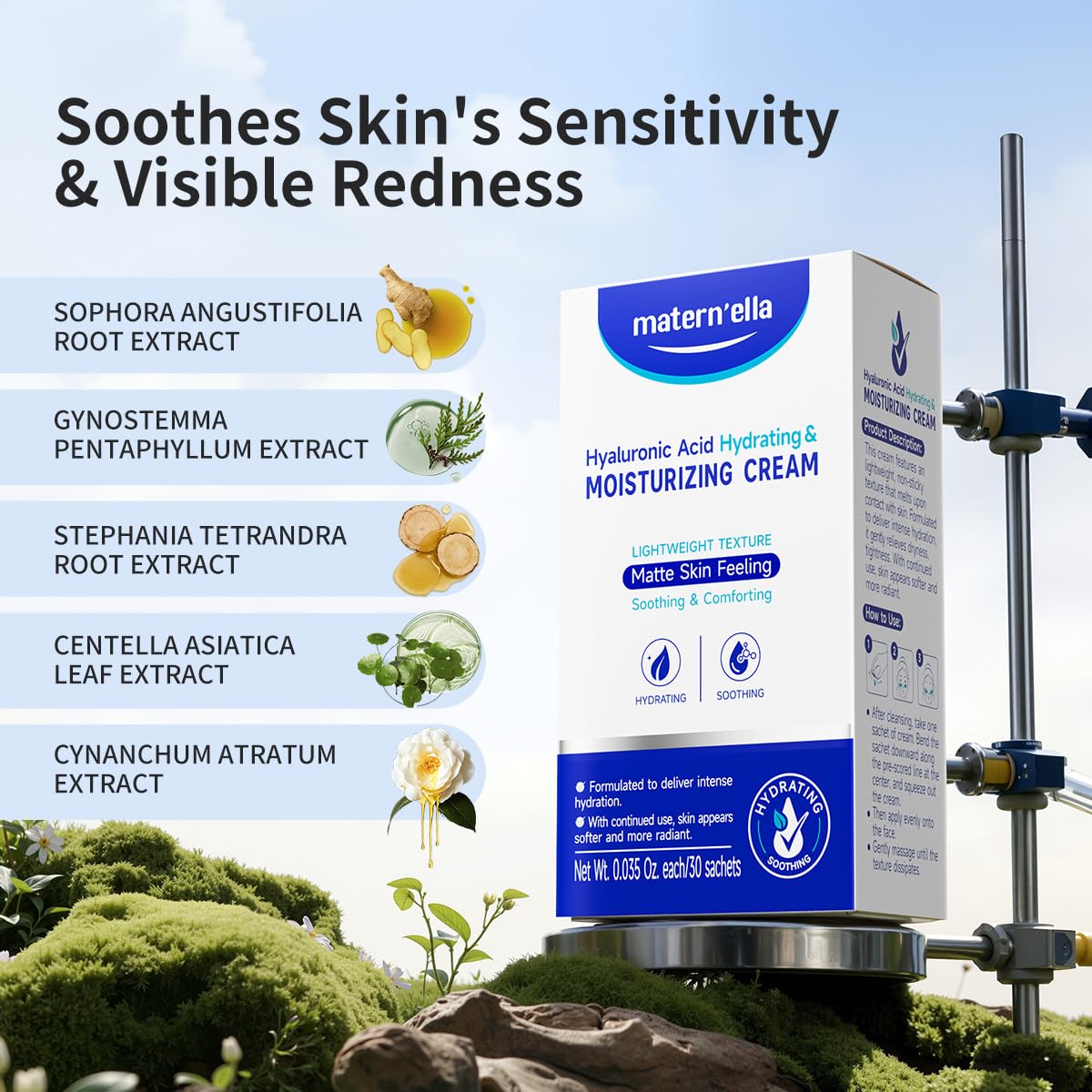 Maternella cream on sun-exposed skin showing calming, even finish