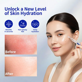 Matern'ella Hyaluronic Serum bottle pour enables easy, quick moisturization.