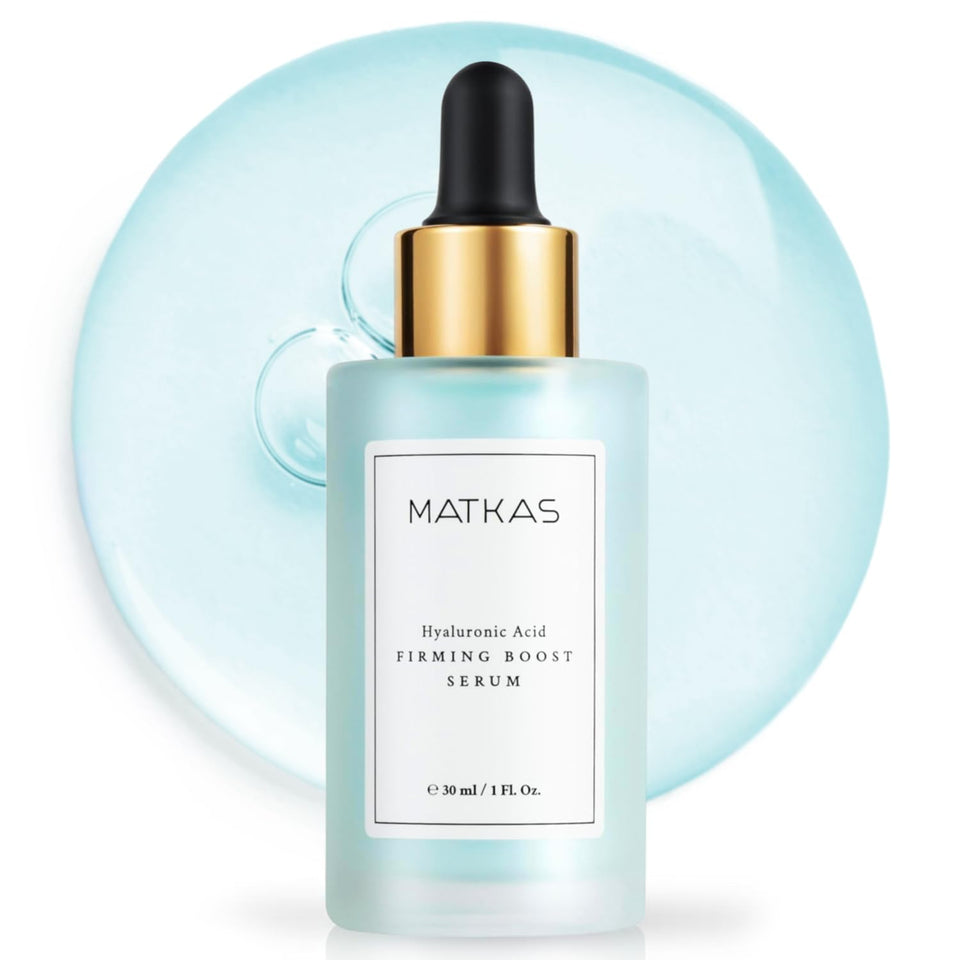 MATKAS Korean Firming Boost Serum bottle showing hydrating formula footprint