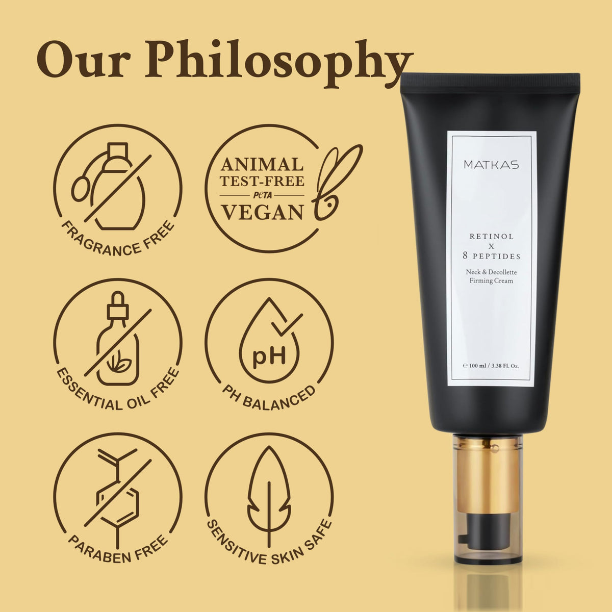 MATKAS neck cream pump nozzle illustrating easy, mess-free use