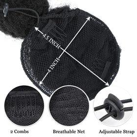 Matriarchs clip-on ponytail with 18 combs and adjustable strap for secure hold.