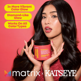 Close-up of Matrix Glow Mania Mask tube showing whipped texture for easy application.