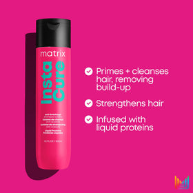 Product shown on dry, brittle hair to illustrate frizz control and moisture balance.
