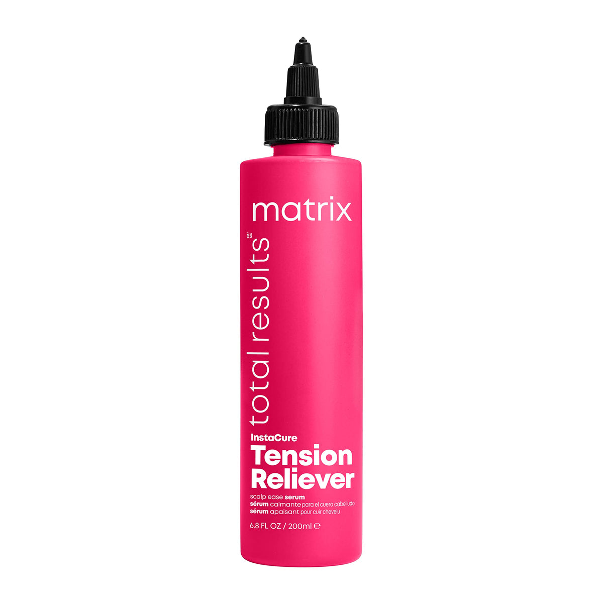MATRIX Instacure tension reliever serum bottle showing cooling formula for scalp relief.