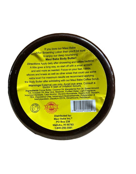 Maui Babe Body Butter coconut oil for lasting moisture.